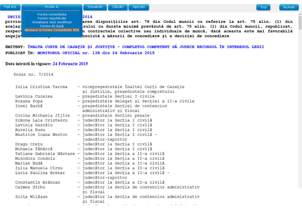Forma Actualizata RSS